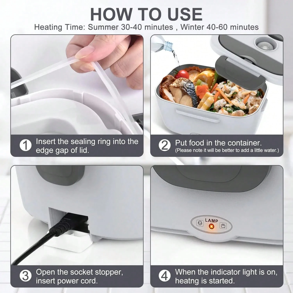 3‑in‑1 Portable Electric Heated Lunch Box | 12V/24V Car /110V Home, 2 Stainless Steel Food Containers for Work Camping Travel