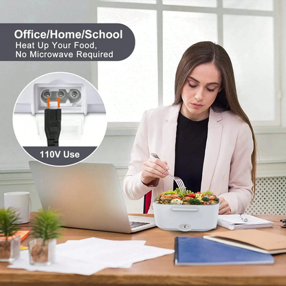 3‑in‑1 Portable Electric Heated Lunch Box | 12V/24V Car /110V Home, 2 Stainless Steel Food Containers for Work Camping Travel
