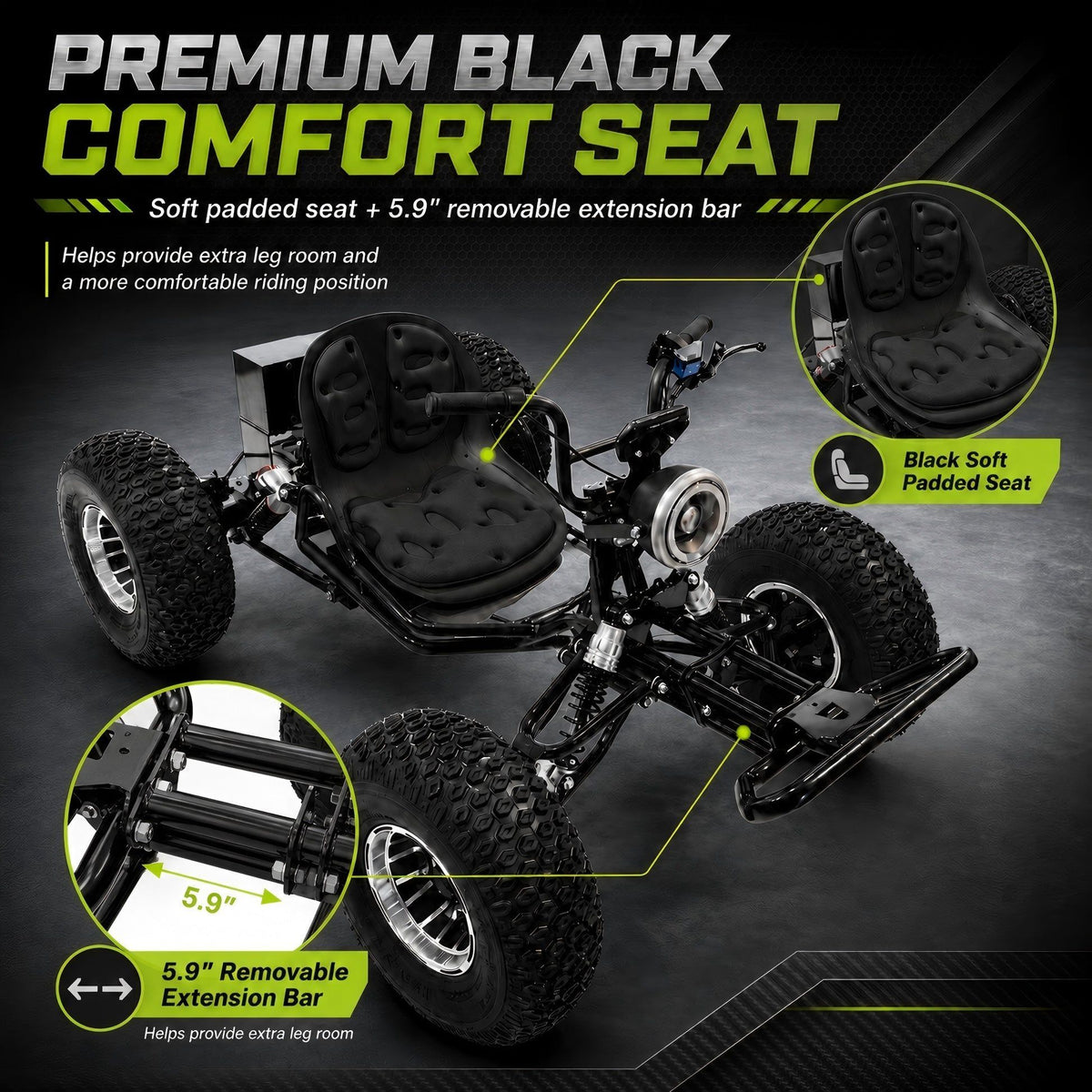 72V 3000W Electric Off‑Road Go Kart｜Peak 10.8kW, 45 MPH Top Speed, 26Ah Battery, 37‑Mile Max Range for Adults & Teens