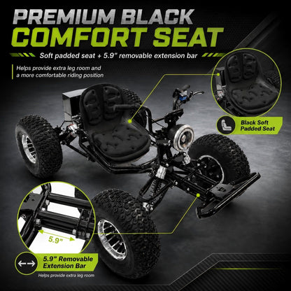 72V 3000W Electric Off‑Road Go Kart｜Peak 10.8kW, 45 MPH Top Speed, 26Ah Battery, 37‑Mile Max Range for Adults & Teens