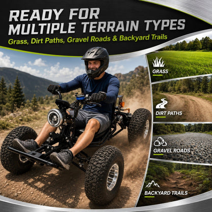 72V 3000W Electric Off‑Road Go Kart｜Peak 10.8kW, 45 MPH Top Speed, 26Ah Battery, 37‑Mile Max Range for Adults & Teens